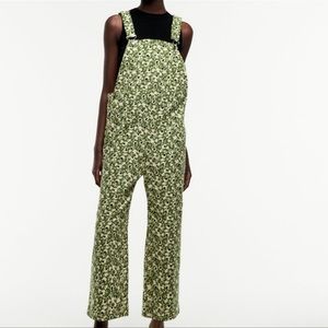 GREEN FLORAL ZARA OVERALLS